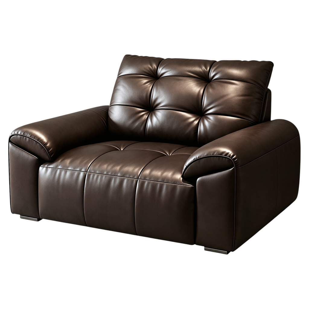 Minimalist Leather Sofa with Generous Seating and Sculpted Contemporary Form