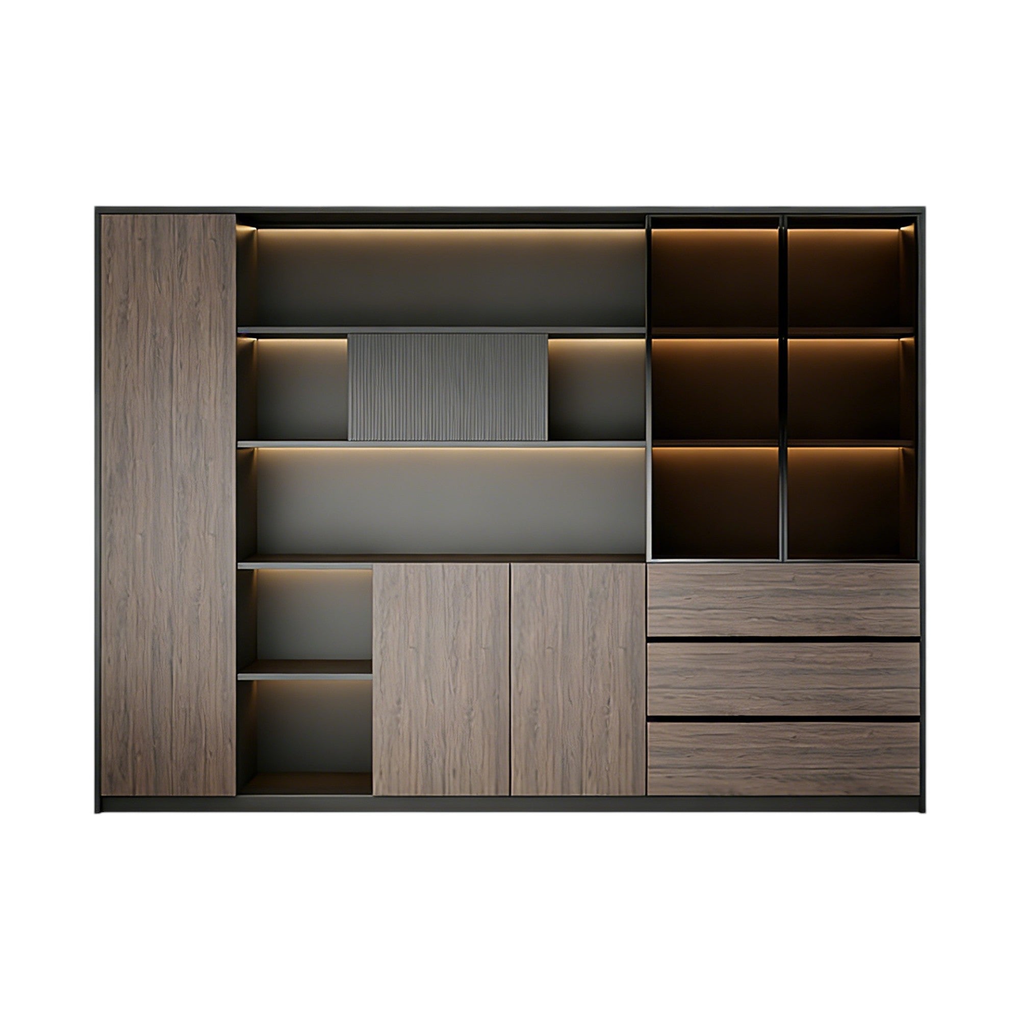 Premium Executive Storage Cabinet with Open Display Shelves