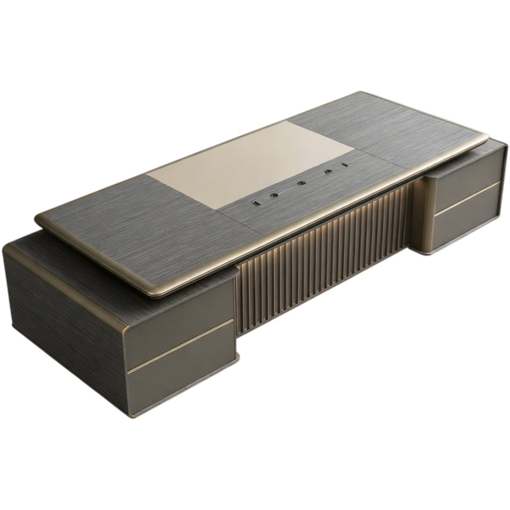 Contemporary CEO Desk with Integrated Storage Return