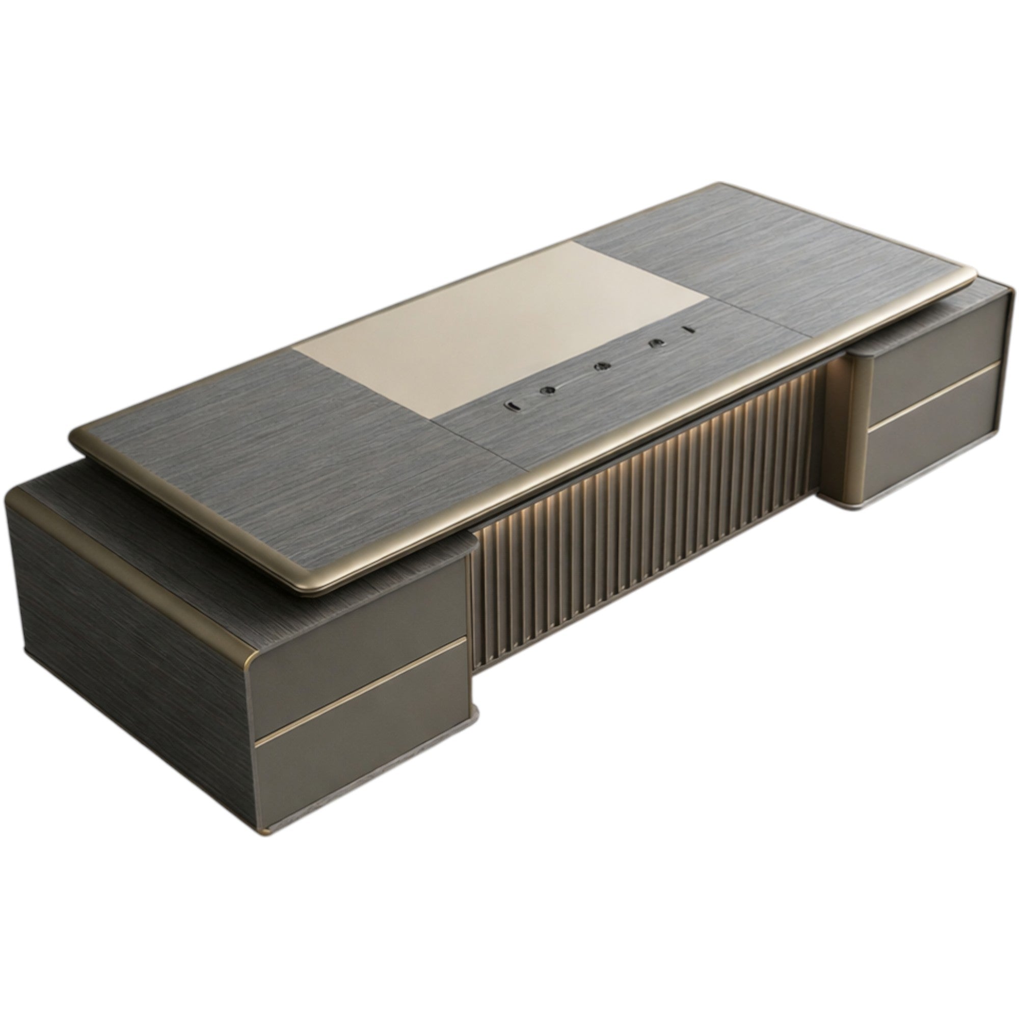 Contemporary CEO Desk with Integrated Storage Return