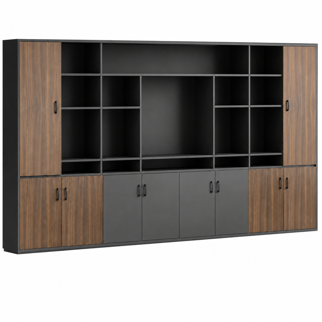 Modern Executive Storage Cabinet with Display Shelves