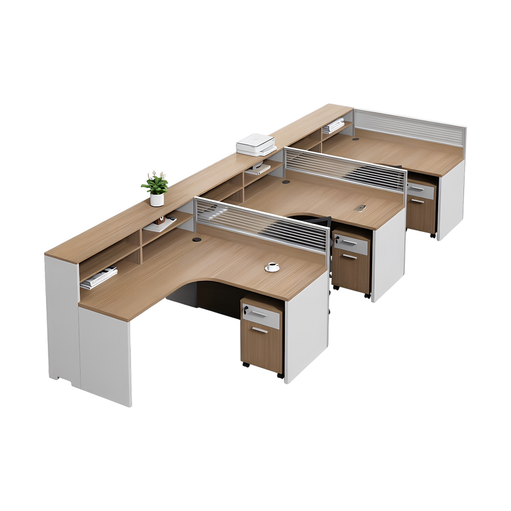 Professional Collaborative Office Workstation System featuring Integrated Privacy Panelling and Matching Storage Solutions