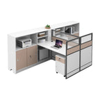 Office Workstation Desk with Privacy Panels and Integrated Storage