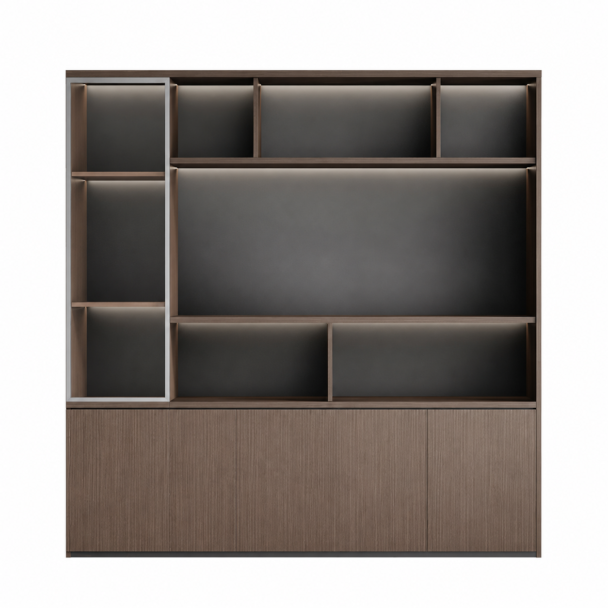 Executive Filing Cabinet with Glass Display and Concealed Storage