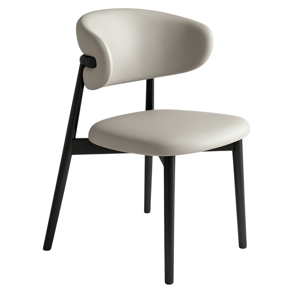 Modern Upholstered Home Chair with Curved Backrest and Solid timber Legs