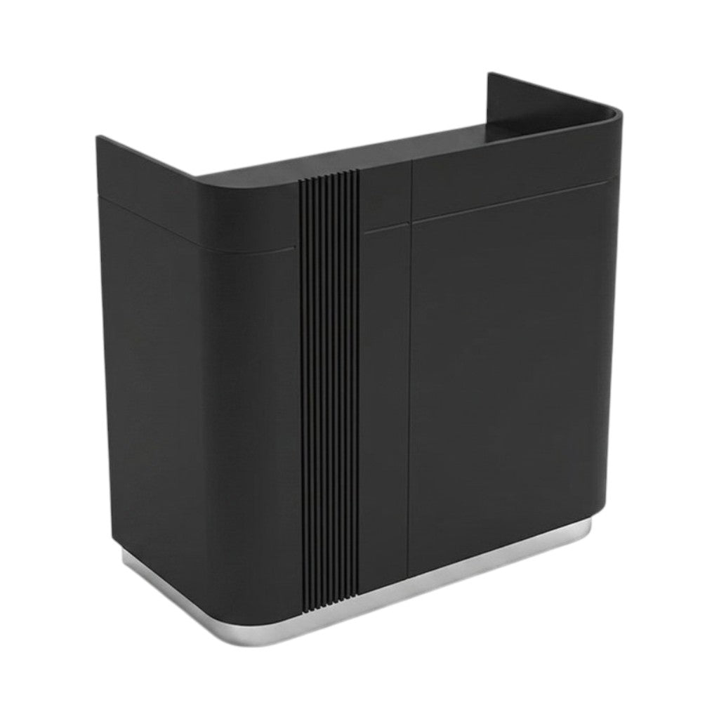 Minimalist Compact Reception Desk with Curved Corners and High-Gloss Finish for Boutique Offices