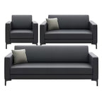 Commercial Reception Lounge Sofa Set in Black Leather