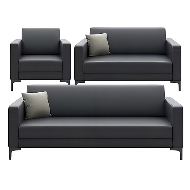 Commercial Reception Lounge Sofa Set in Black Leather