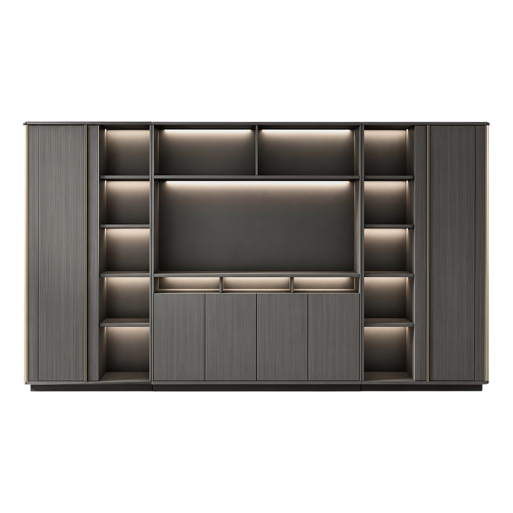 Illuminated Office Storage Cabinet with Wardrobe
