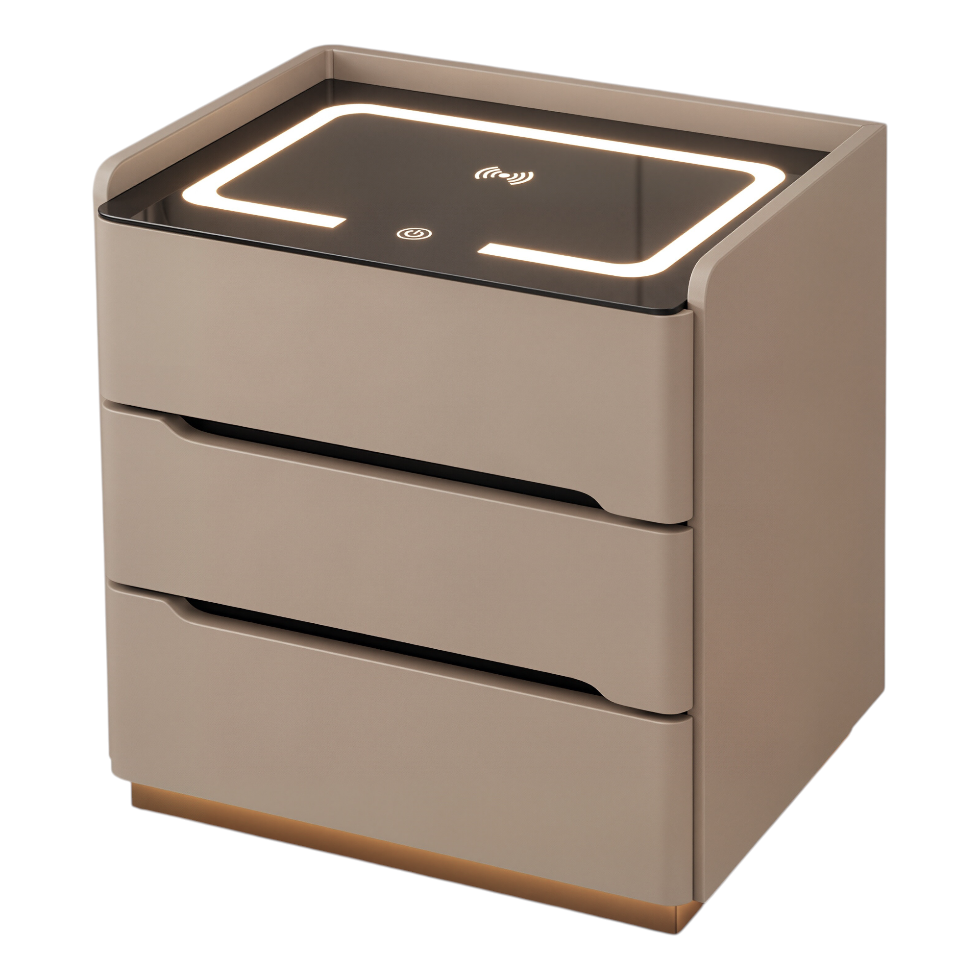 Smart Bedside Table with Wireless Charging and LED Light
