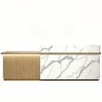 LED Reception Desk with Timber Return and Signage Panel