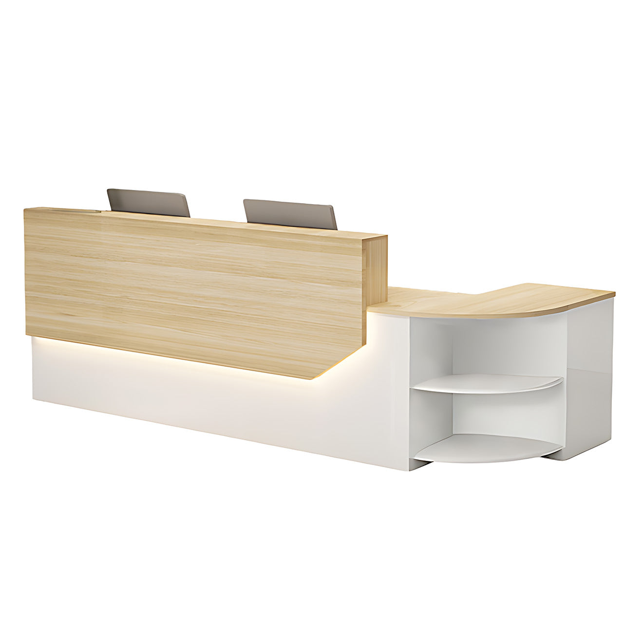 L-Shaped Modern Reception Desk with LED Lighting