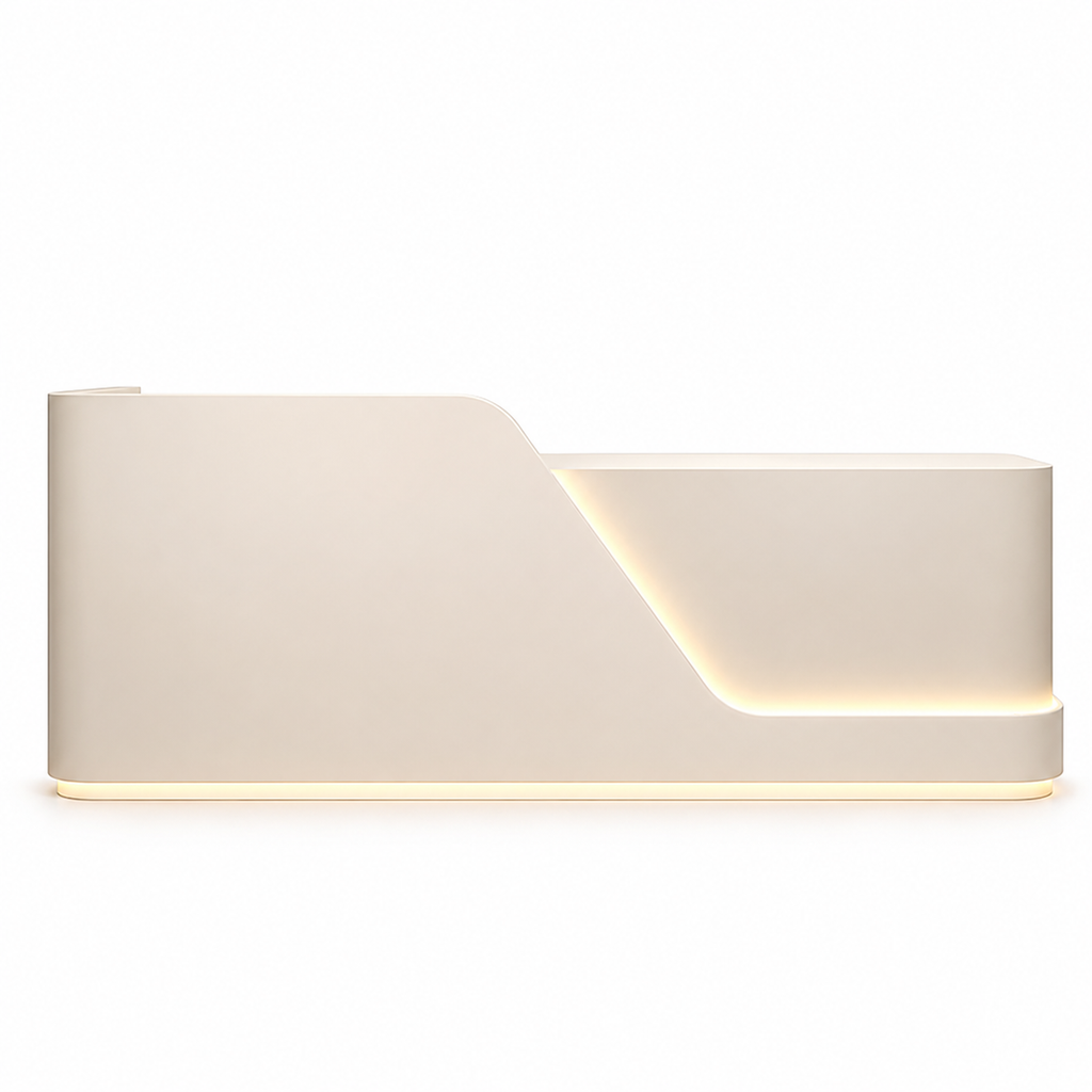 Modern LED Reception Counter with Rounded Corner Design