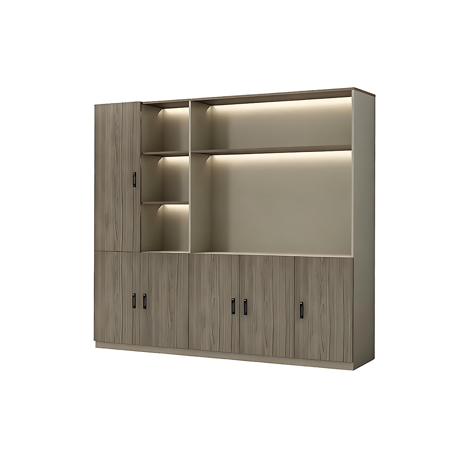 Executive Office Storage Cabinet with Open Shelves