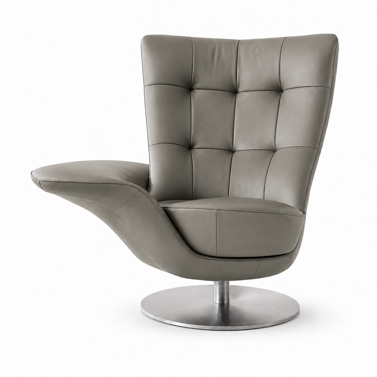 Modern Swivel Lounge Chair with Integrated Side Table