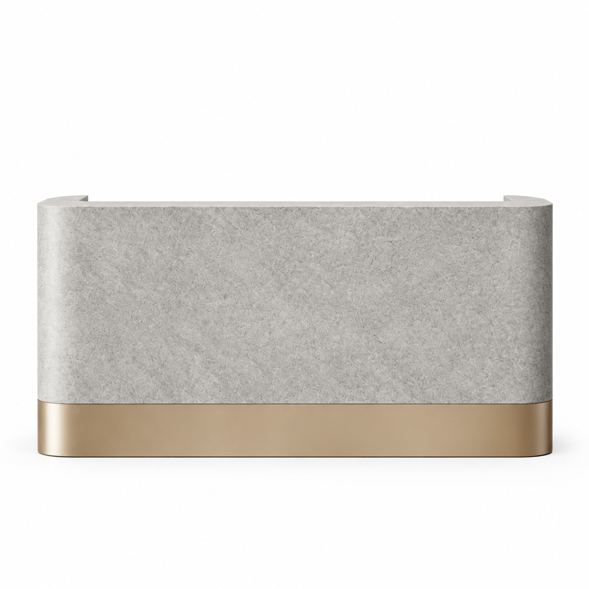 Modern Reception Counter Featuring Curved Safe Corners And Custom Brand Mark