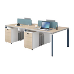 Collaborative Office Workstation Desk with Privacy Screens and Integrated Storage