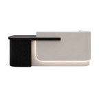 Modern Curved Reception Desk with Return Counter and Timber-Look Side Panel