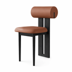 Modern Dining Chair with Upholstered Seat and Cylindrical Backrest