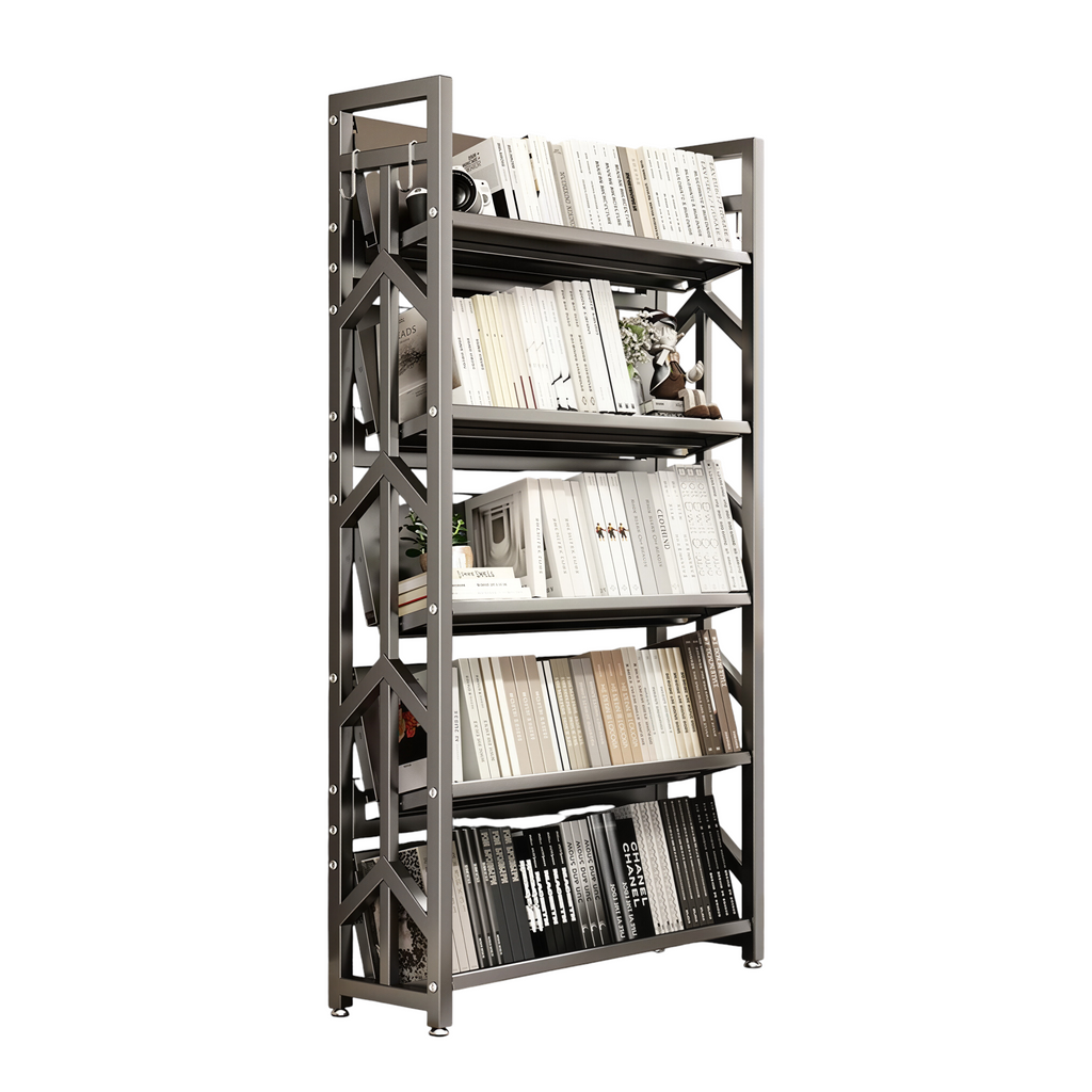 Adjustable Multi-Tier Bookcase With Slanted Shelves