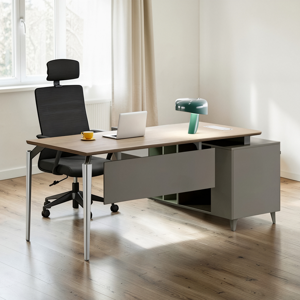 Minimalist Executive Desk with Open Return Storage