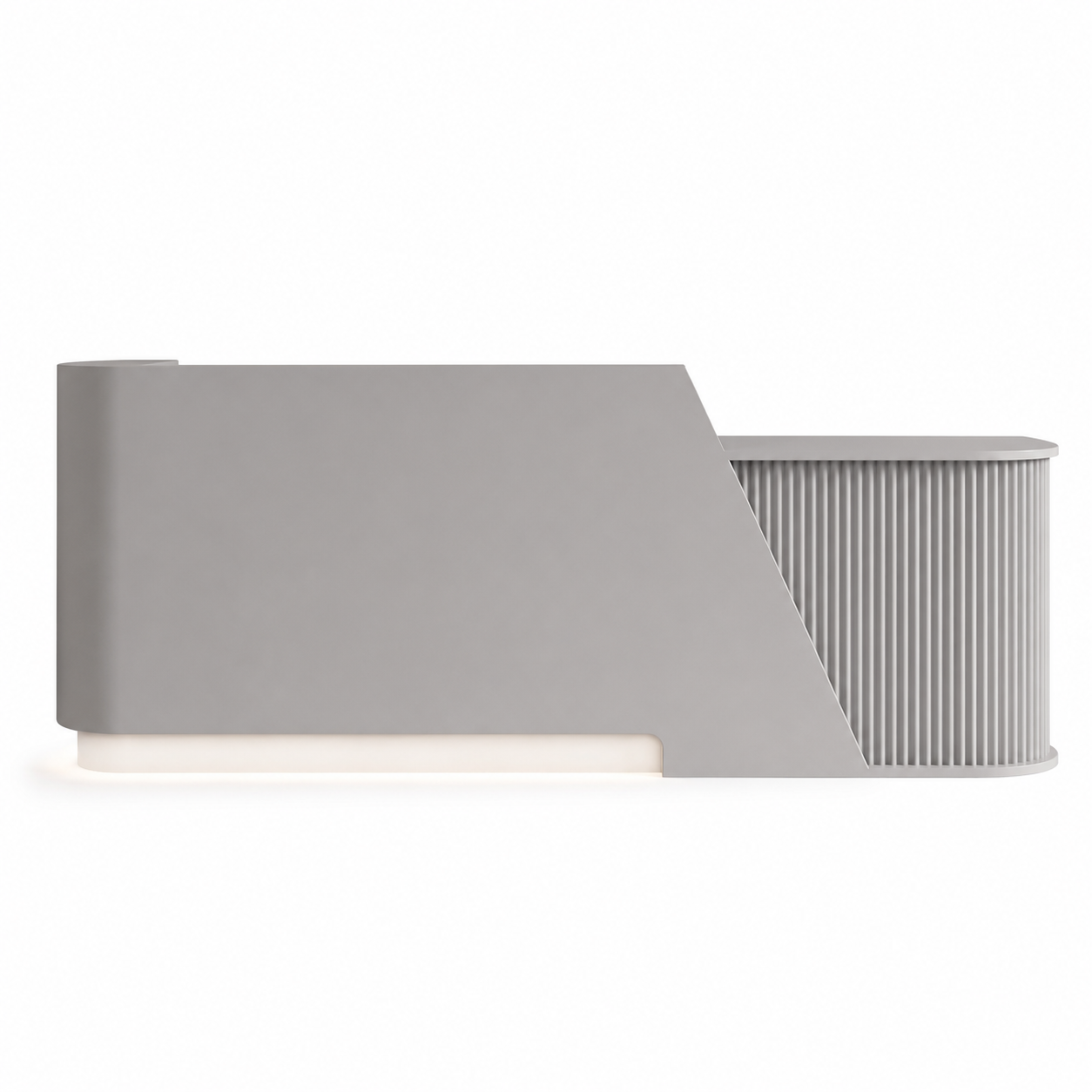 Modern Curved Fluted Reception Desk with LED Lighting and Custom Logo