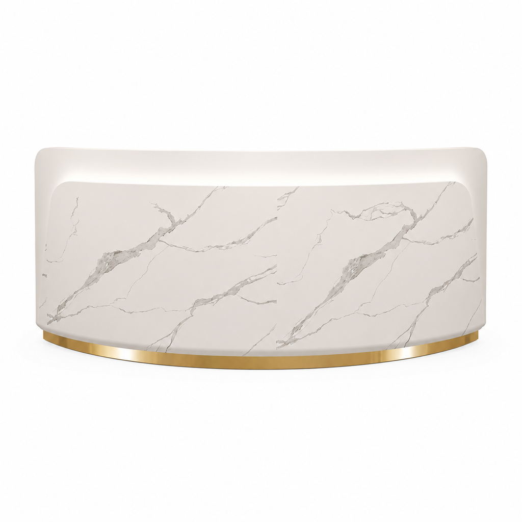 Modern Curved Reception Desk with LED Accent