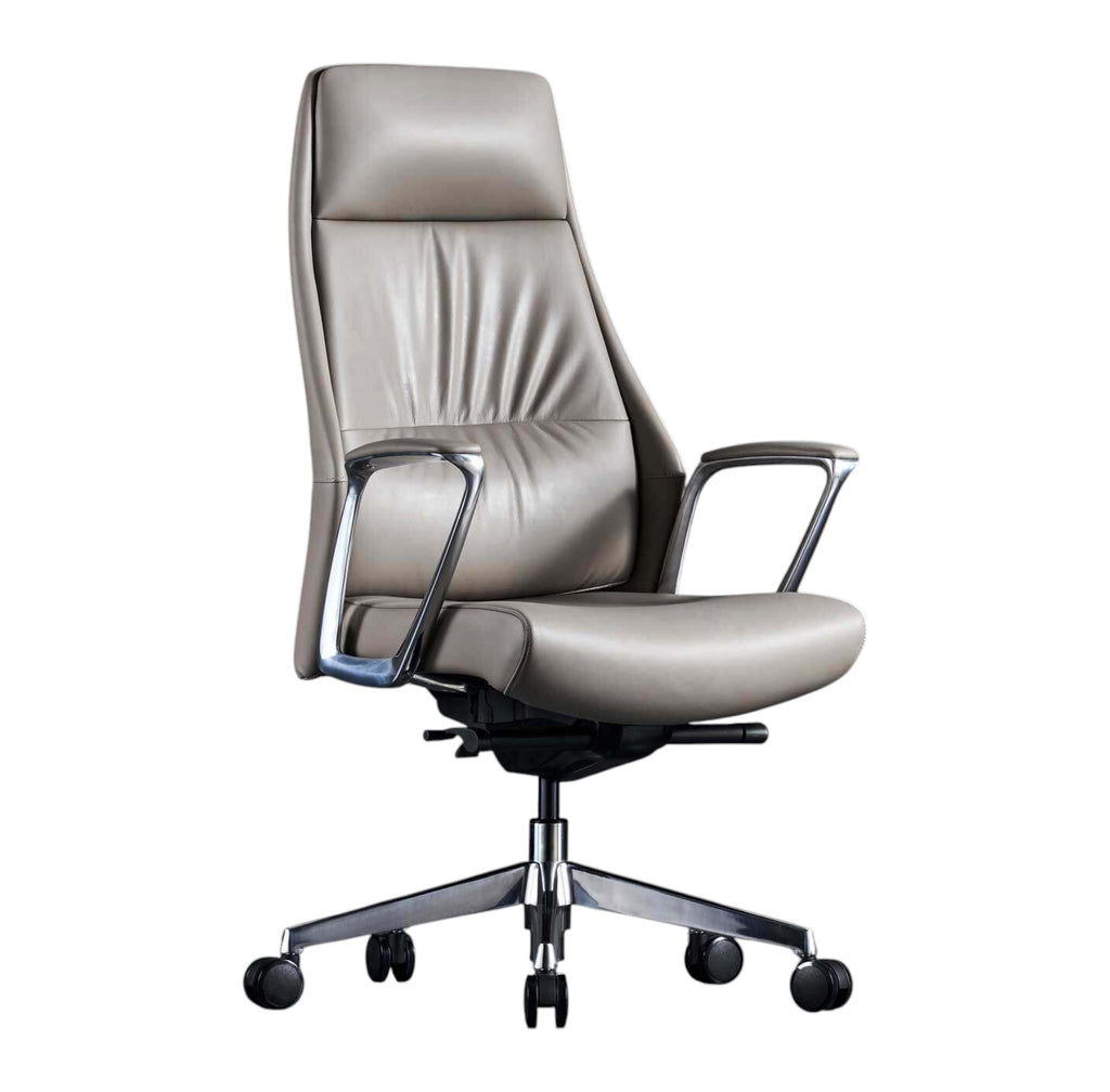 Premium Executive Leather Office Chair with Ergonomic Lumbar Support and Reinforced Aluminum Base
