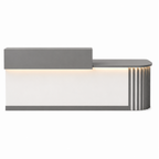 Modern Curved Reception Desk with LED Lighting and Storage Counter