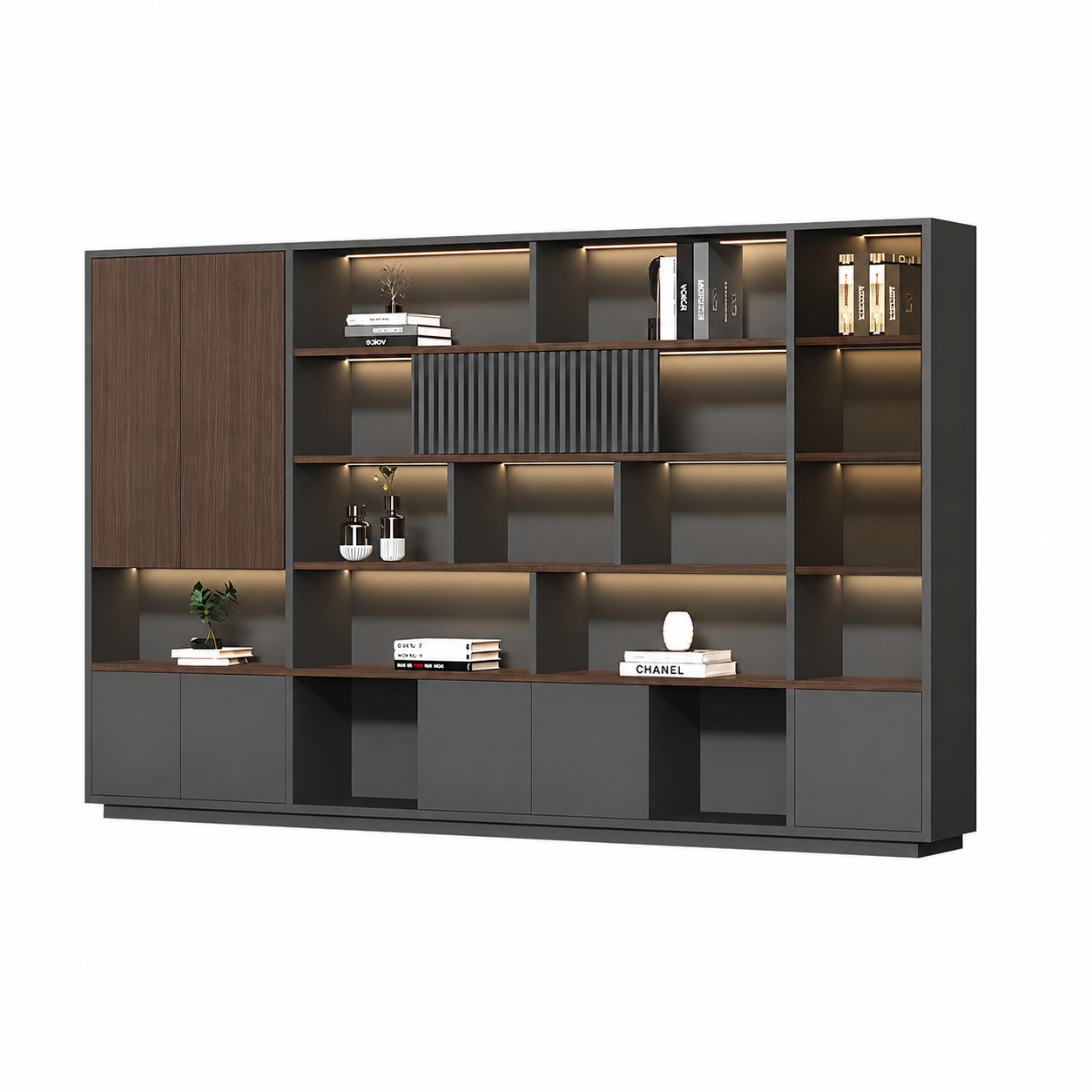 Modern Open-Shelved Executive Storage Cabinet
