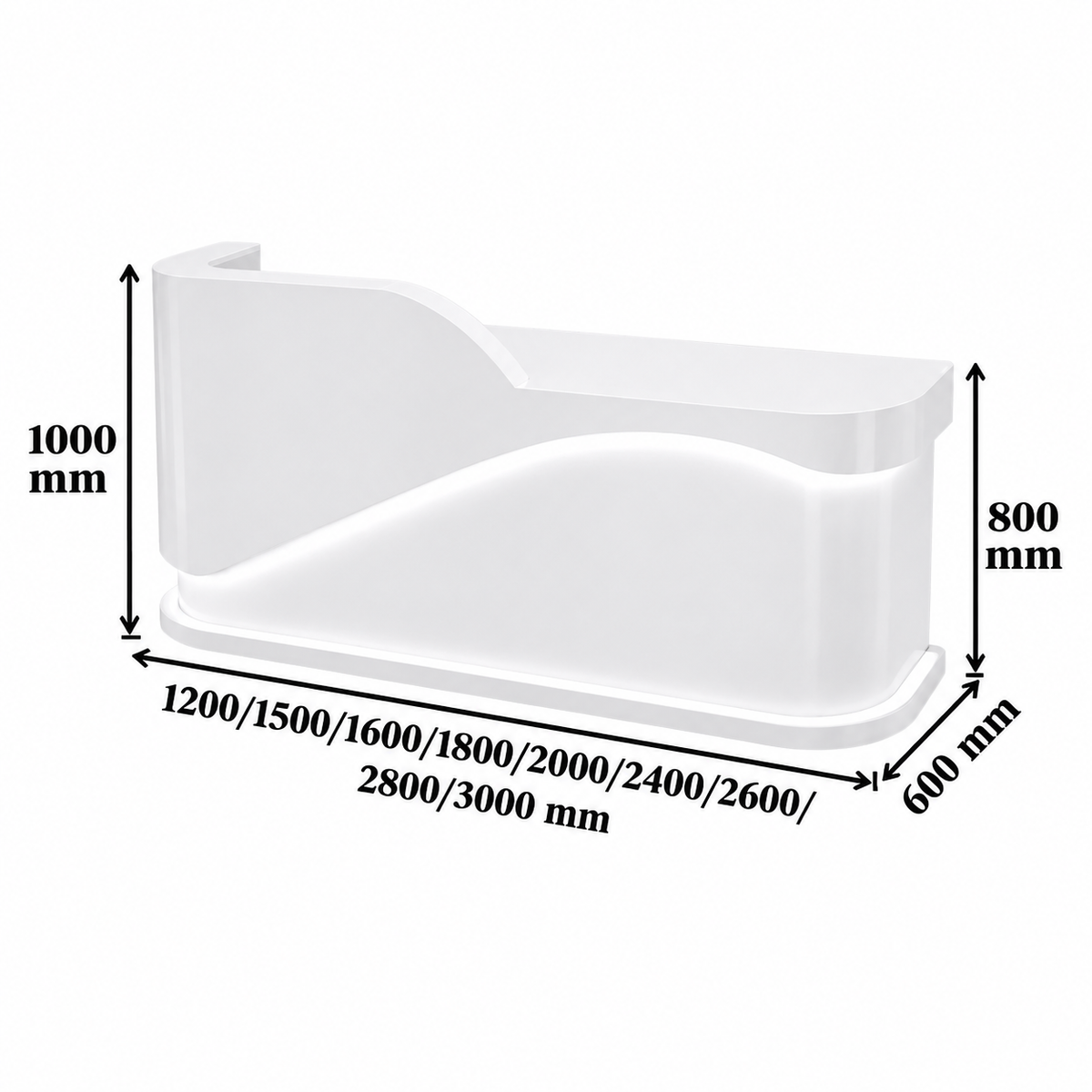Modern Wave Reception Counter with LED Lighting