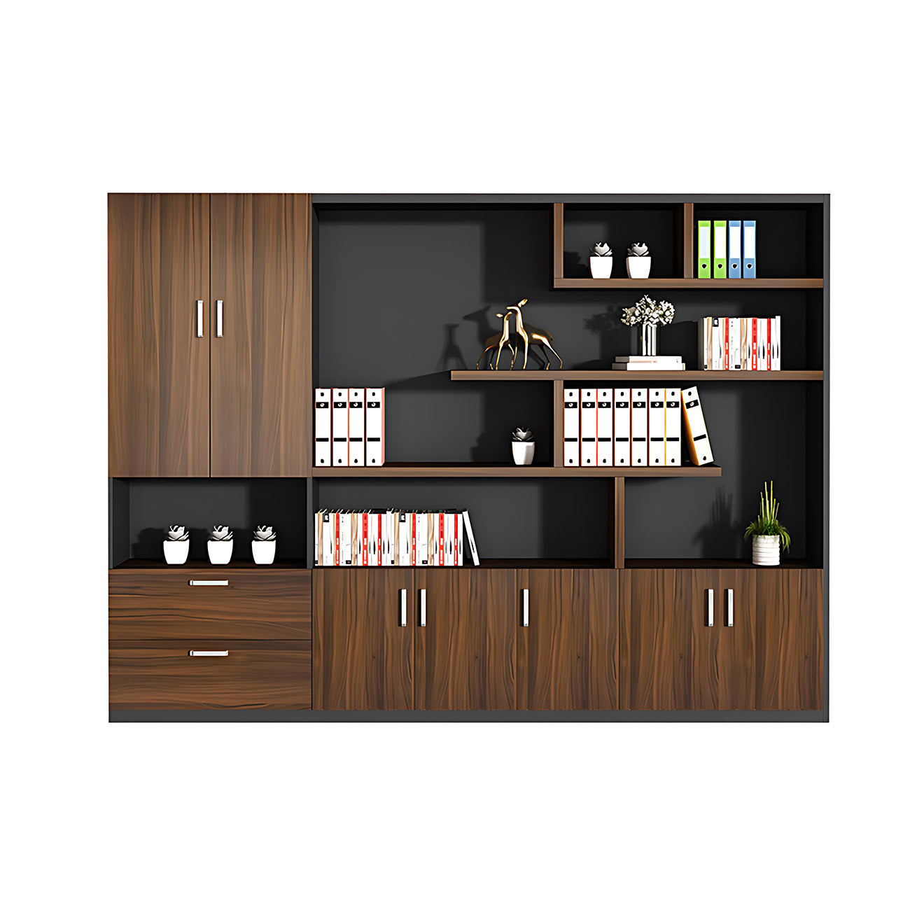 Executive Office Storage Cabinet with Open Display Shelves