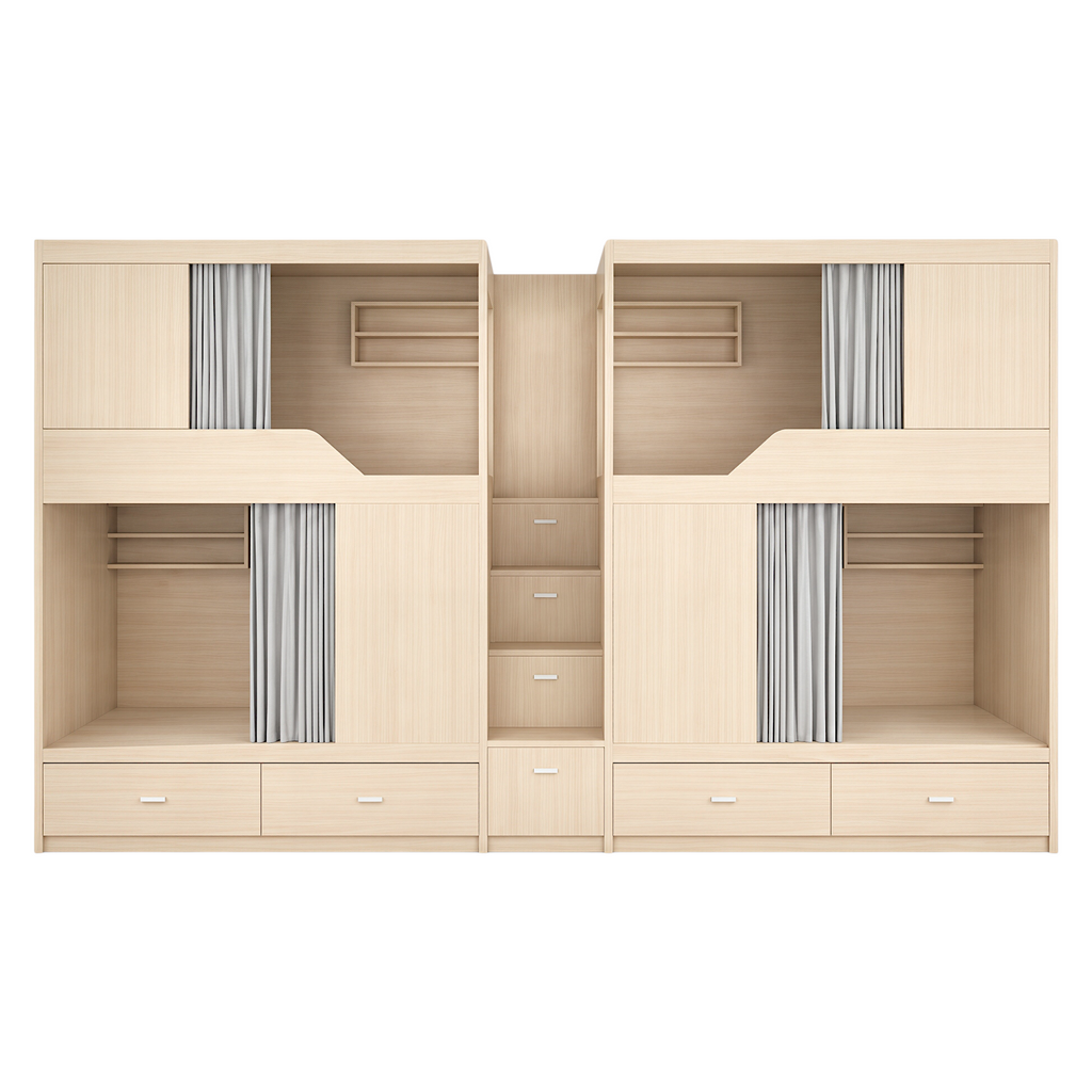 Integrated Privacy Bunk Bed with Storage Staircase