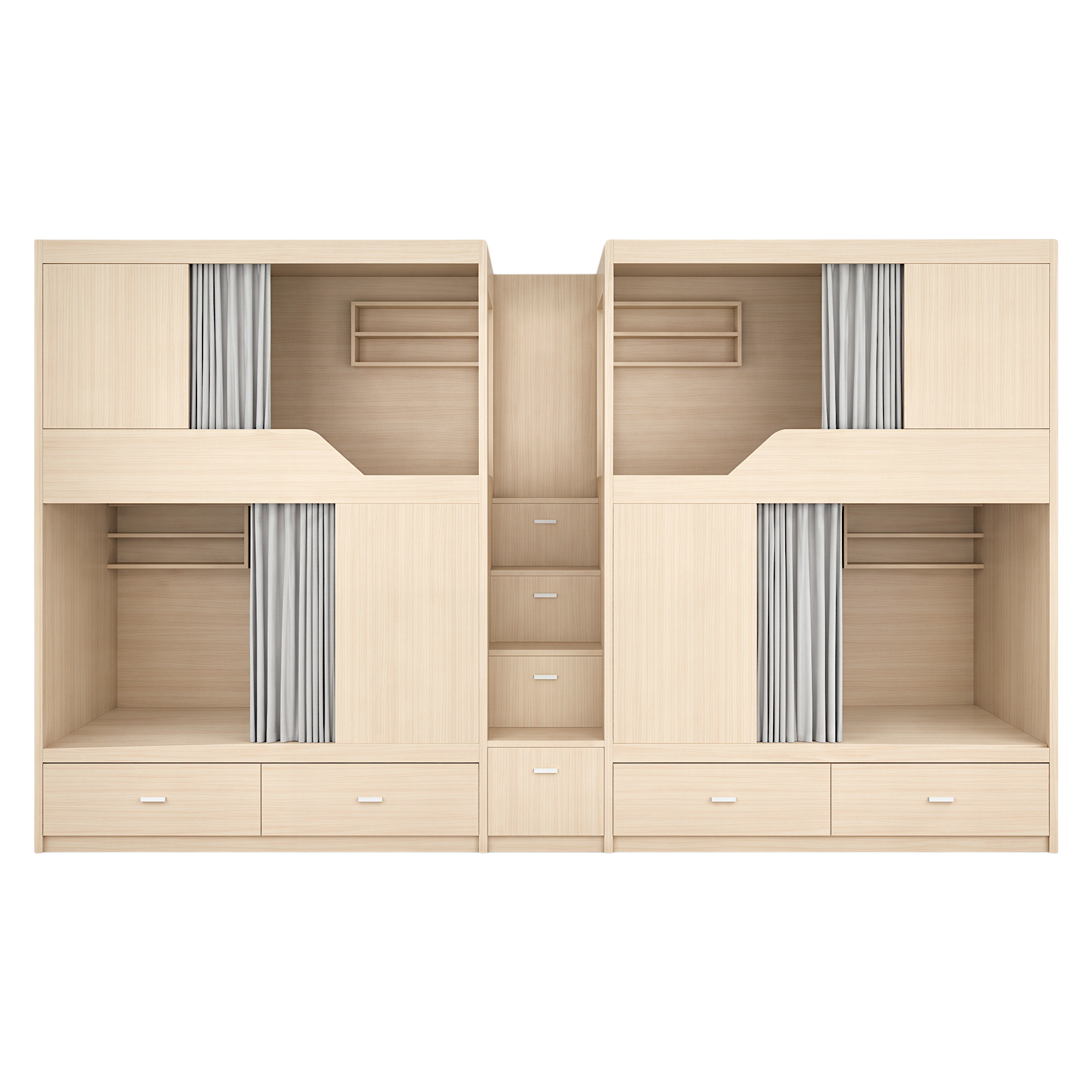 Integrated Privacy Bunk Bed with Storage Staircase