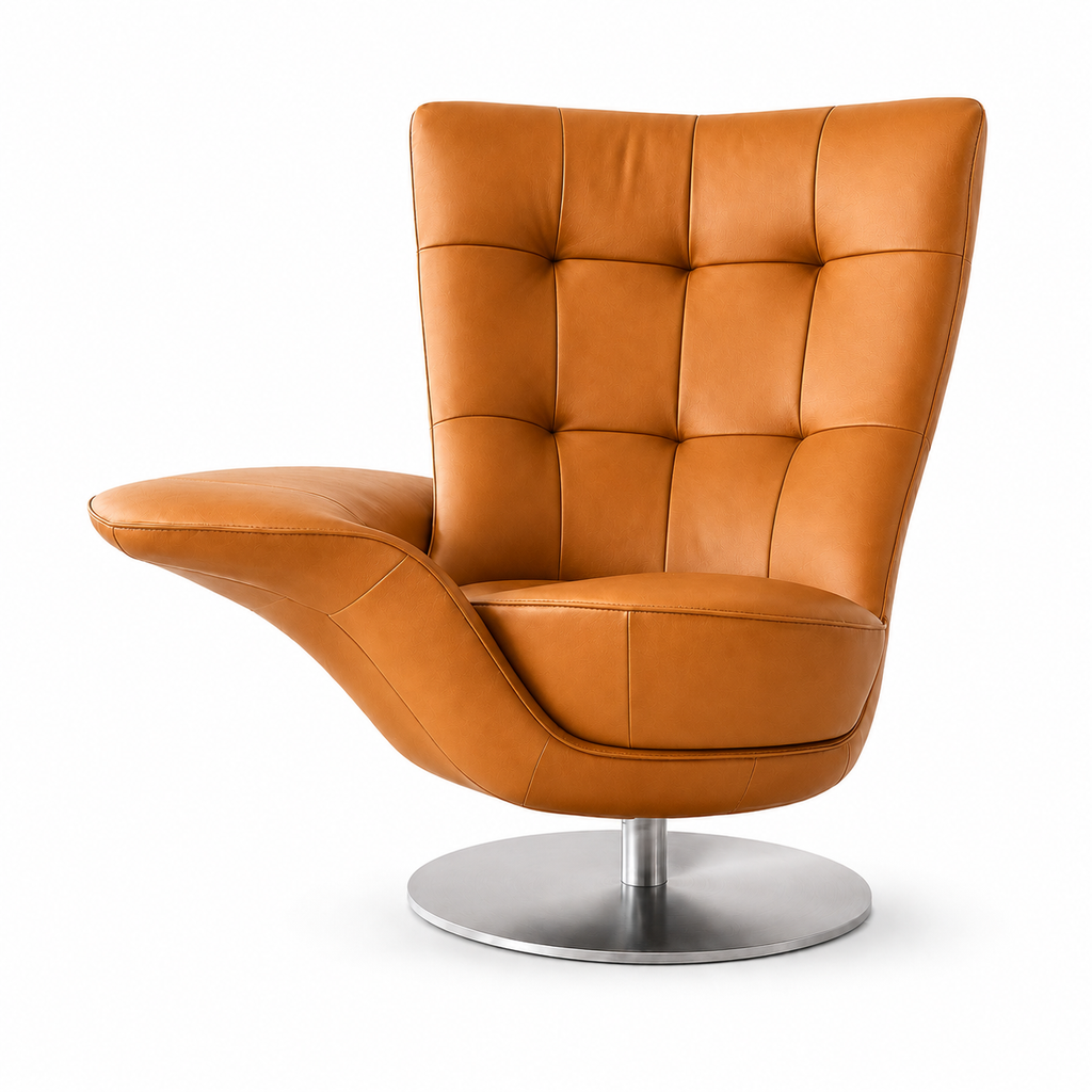 Modern Swivel Lounge Chair with Integrated Side Table