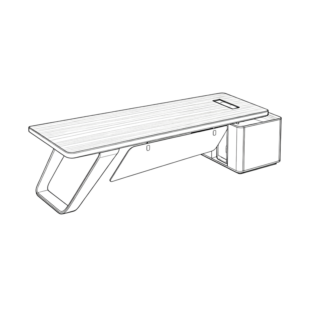 Premium Modern Executive Desk with Walnut Grain and Dual Colour Accents