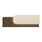 Elegant Reception Counter with Curved White Marble Front and Integrated Lighting for Entryways