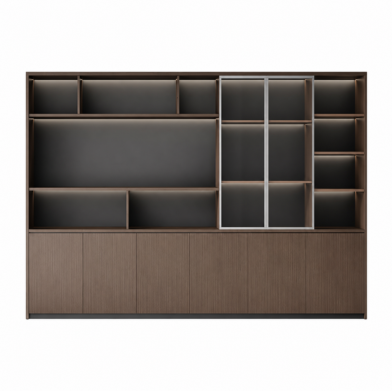 Executive Filing Cabinet with Glass Display and Concealed Storage