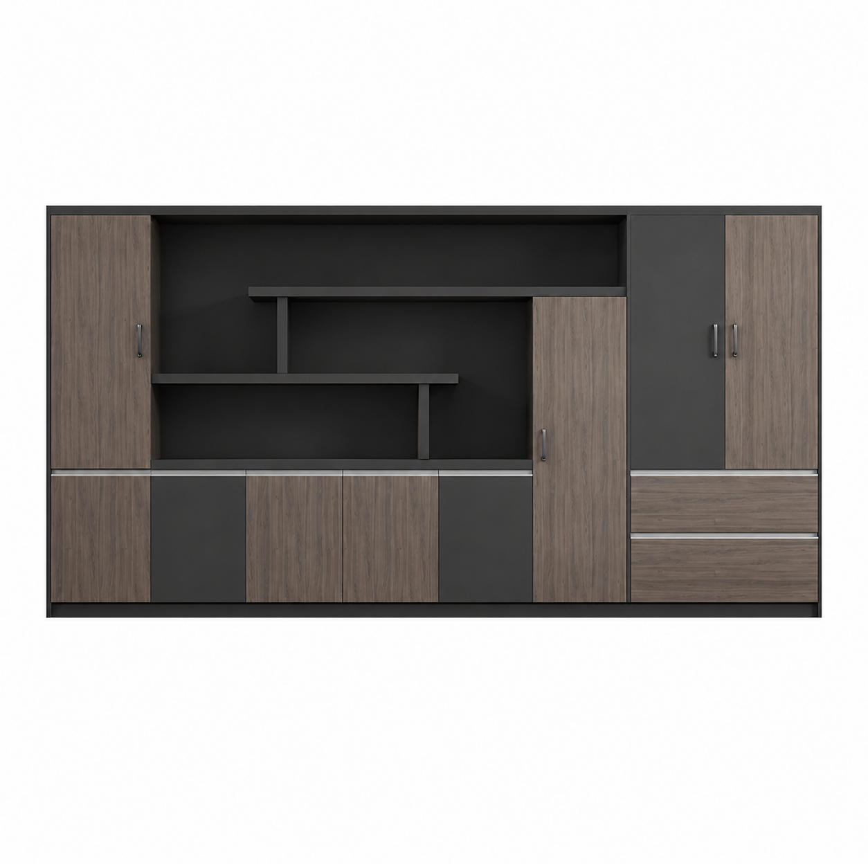 Contemporary Executive Office Storage Cabinet with Display Shelving