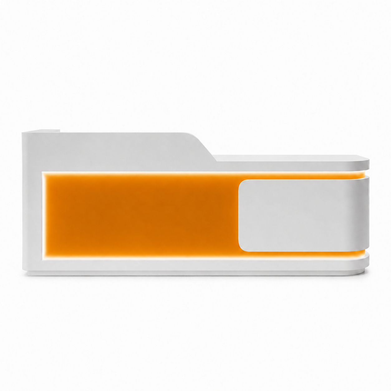 Modern Curved Reception Desk with LED Lighting and Custom Logo Panel