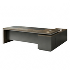 Executive Desk with Extended Side Cabinet and Modular Storage Options