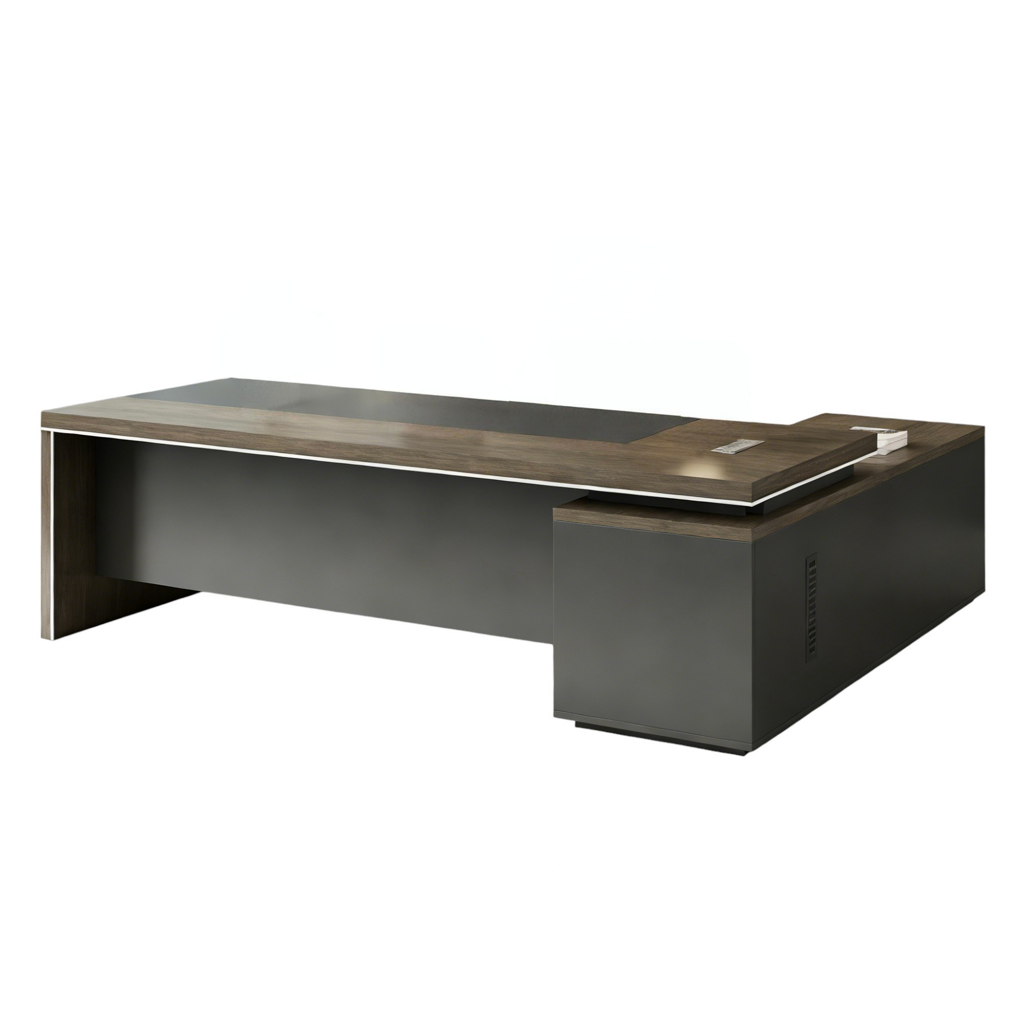 Executive Desk with Extended Side Cabinet and Modular Storage Options