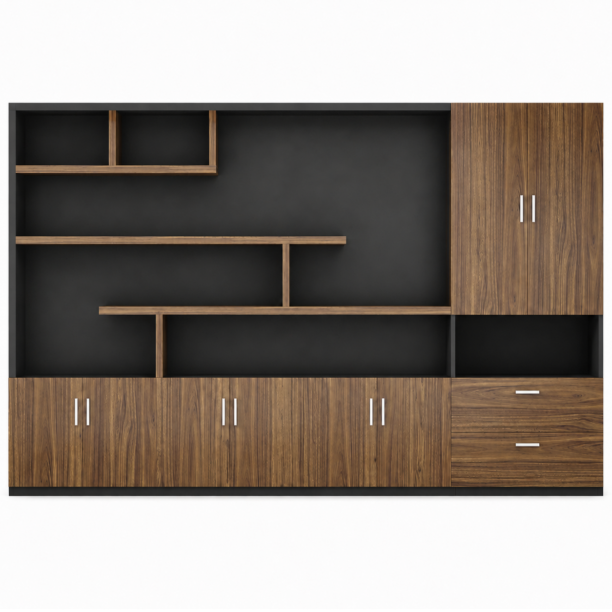 Modern Executive Storage Wall Cabinet with Open Shelving