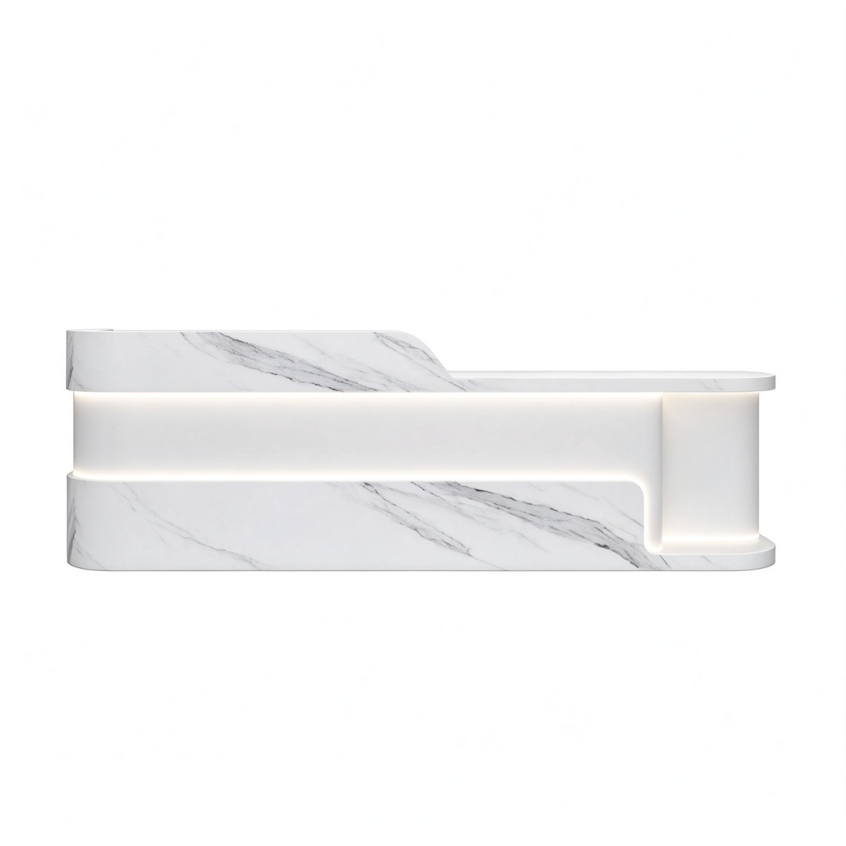 Modern Dual Level Reception Desk With Smooth High Gloss Lacquer Surface