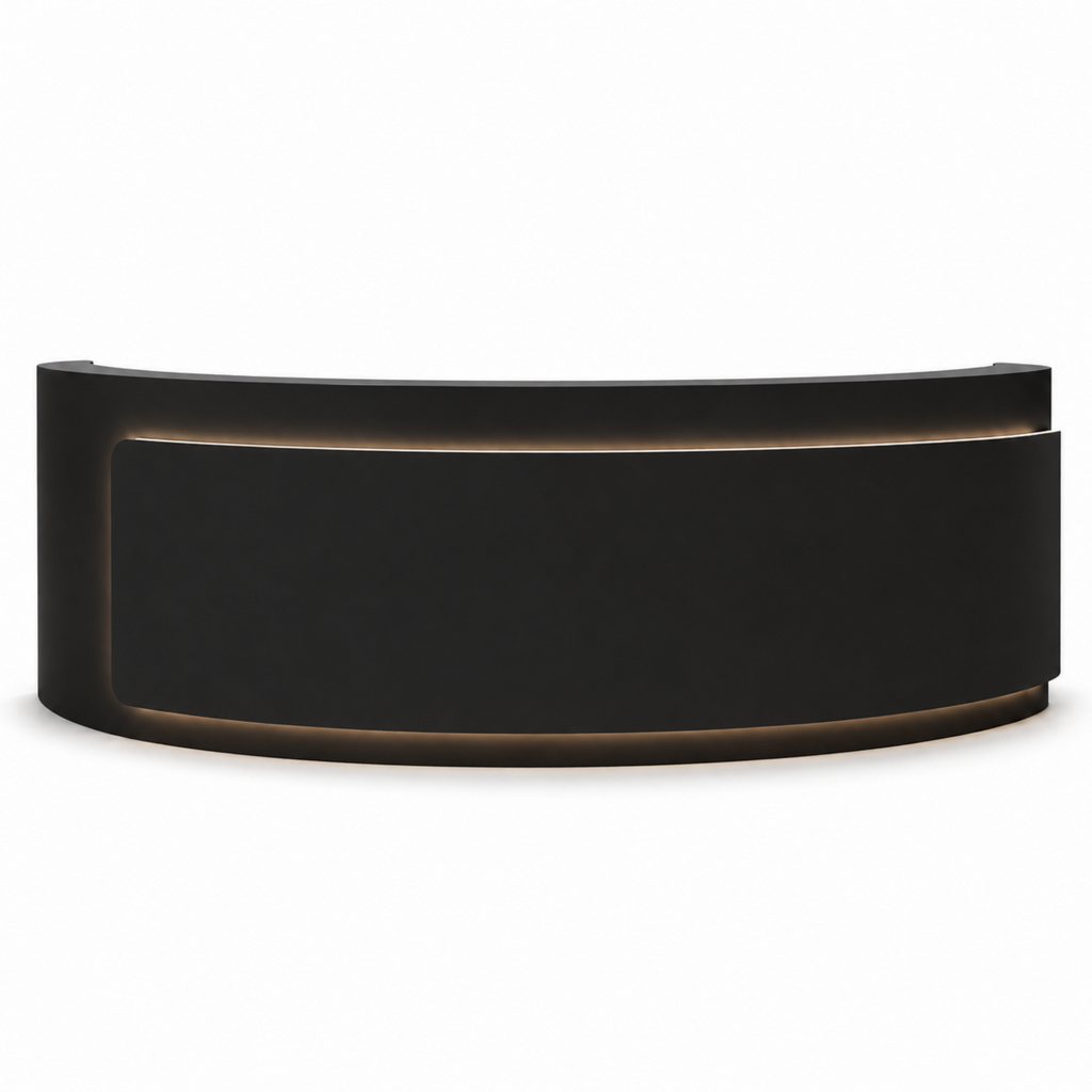 Premium Curved Reception Counter with Integrated LED Lighting