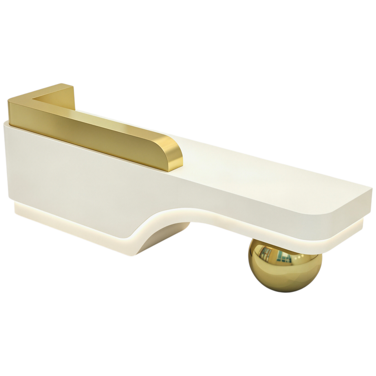 Modern Sculptural Reception Counter with Stainless Steel Base