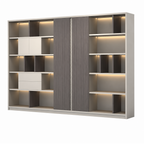Executive Storage Wall Cabinet with LED and Concealed Wardrobe Storage