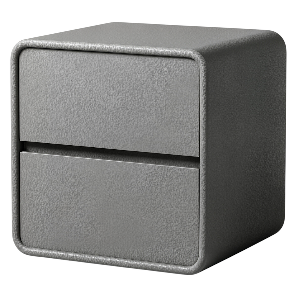 Modern Rounded Two-Drawer Bedside Table with Soft-Edge Profile and Compact Storage