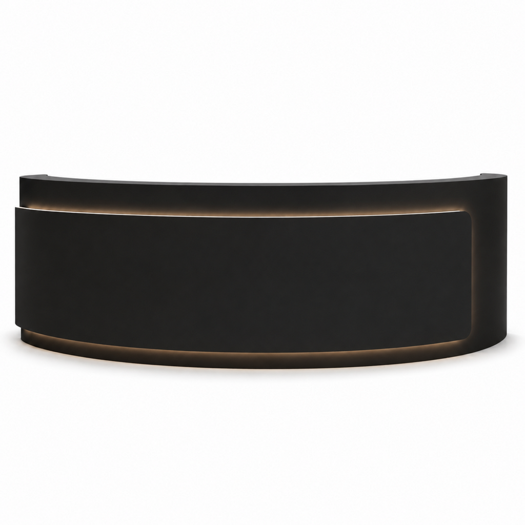 Premium Curved Reception Counter with Integrated LED Lighting