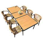 Outdoor Rope-Weave Dining Set With Timber-Look Table